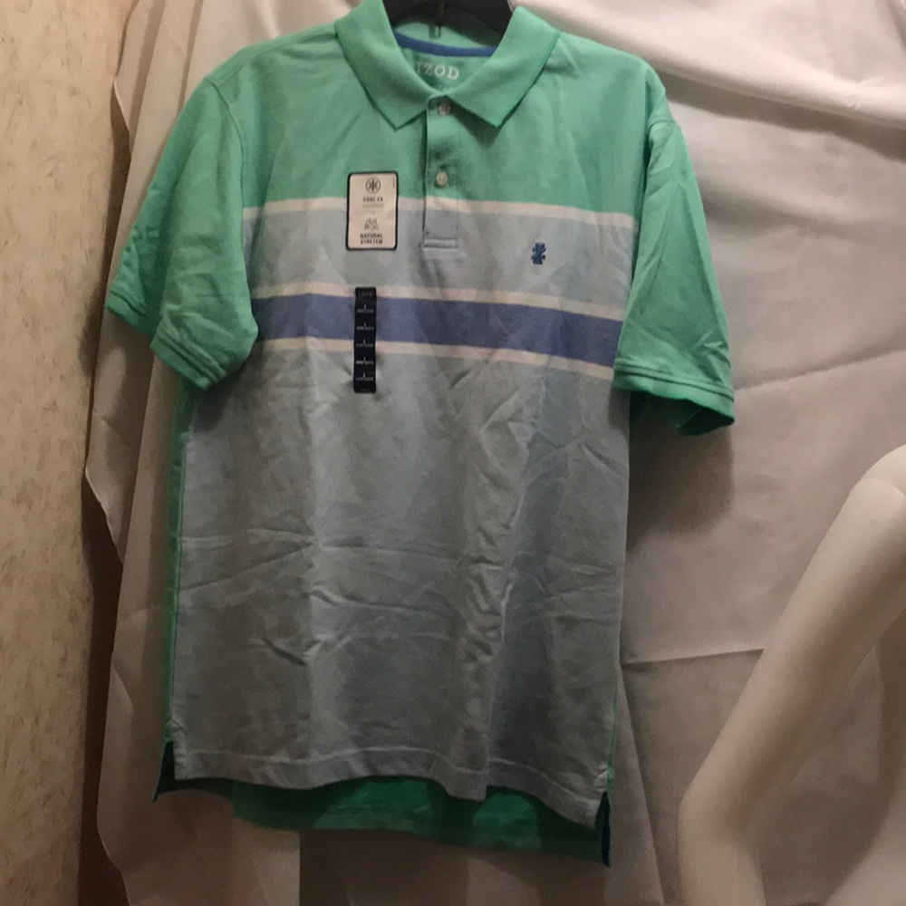 NWT Sz LARGE IZOD blue/green polo shirt